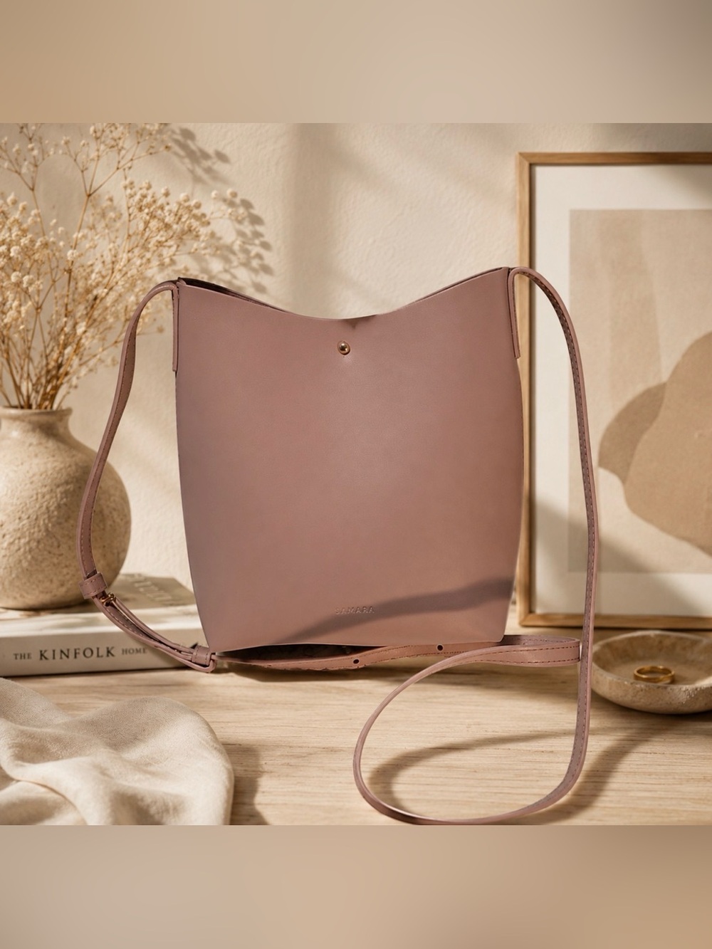 Anthropologie SAMARA vegan leather light pink crossbody purse